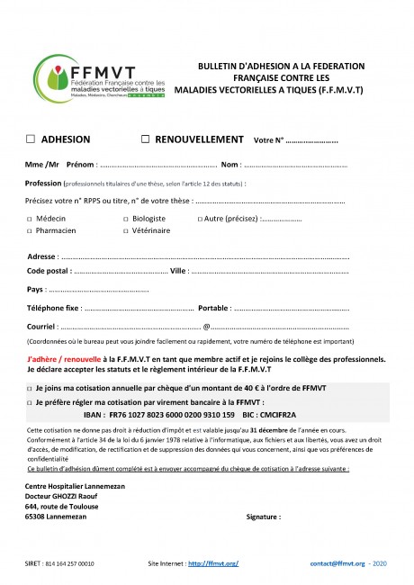 Bulletin d'adhésion PDF